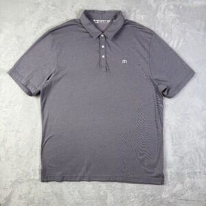 Travis Matthew‎ Golf Athletic Polo Shirt Men's XL Purple/Grey Striped Preppy